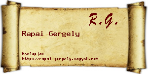 Rapai Gergely névjegykártya